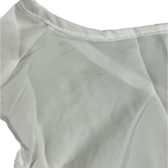 Exquisite Semi-Sheer Tunic Top Lace Bell Sleeves V-Neck White - Picture 7 of 13